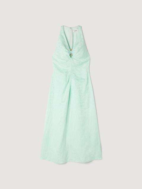 Sandro V-NECK FLORAL PRINT MAXI DRESS