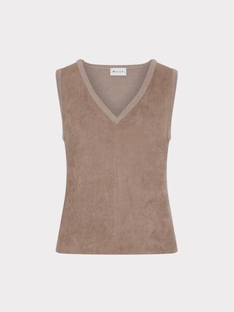 MILLY Iva Suede Knit Top