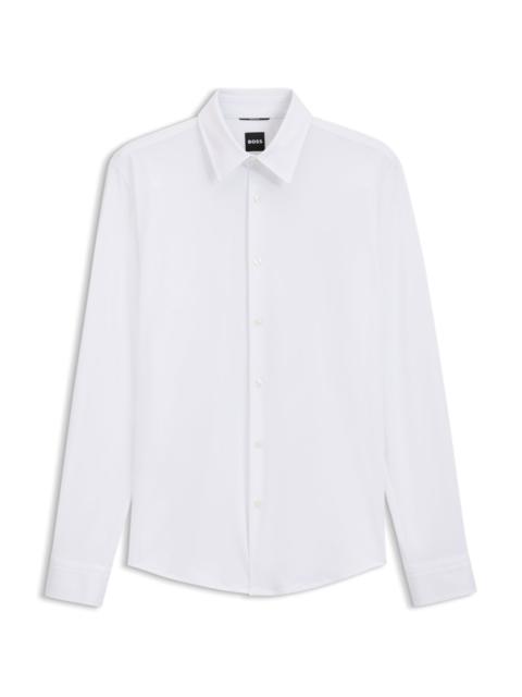 BOSS SLIM-FIT SHIRT IN STRUCTURED PERFORMANCE STRETCH FABRIC