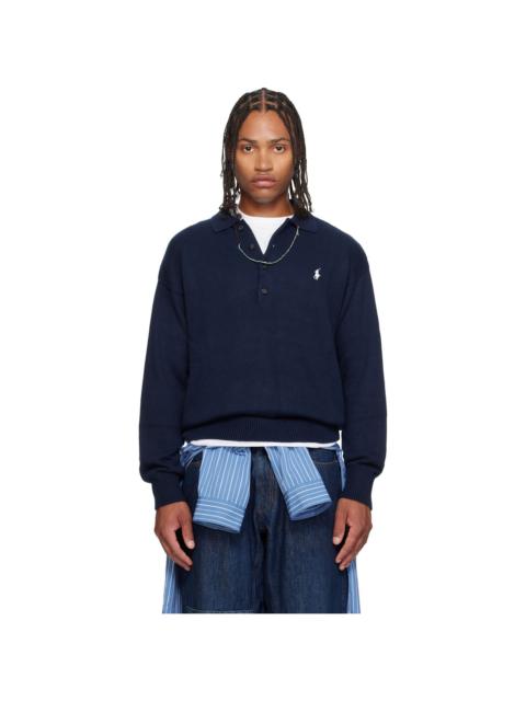 Polo Ralph Lauren Navy Cotton Long Sleeve Polo