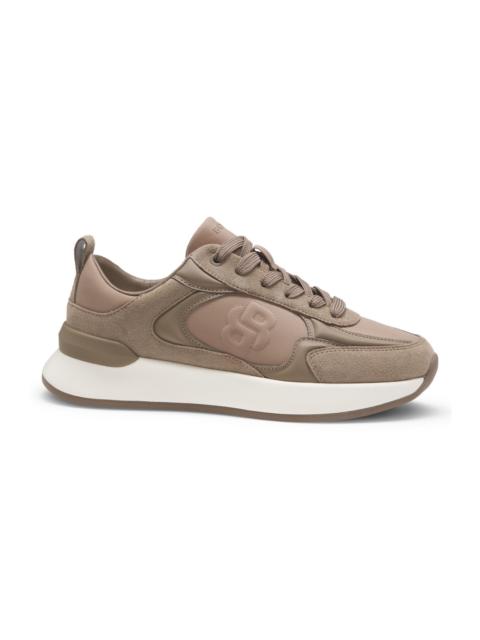 BOSS SUEDE-TRIM TRAINERS WITH DOUBLE B MONOGRAM