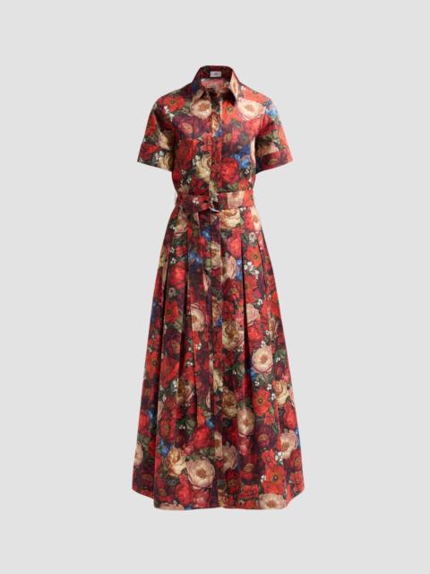 ADAM LIPPES Women's Leighton Floral Pleated Midi Shirtdress - Ruby Floral