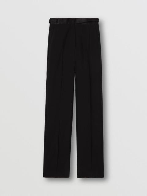 Burberry Silk Trim Wool Tailored Trousers
