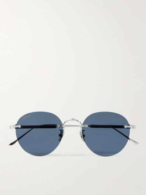 Cartier Men's Santos Evolution Half-Rim Aviator Sunglasses