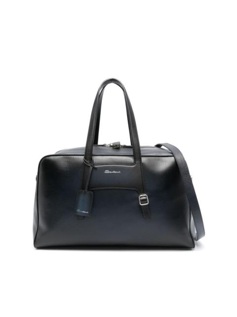 Santoni logo-stamp leather luggage bag