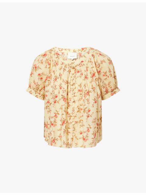 Reformation Calia Flora-Printed Cotton-Blend Top