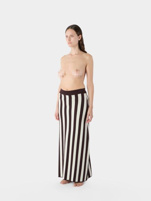 SUNNEI KNITTED LONG SKIRT / moka brown and cream stripes