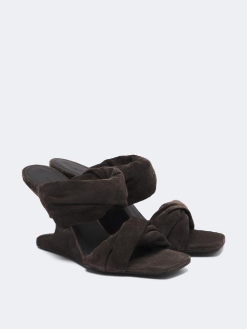 Rick Owens Twisted Cantilever suede wedge mules