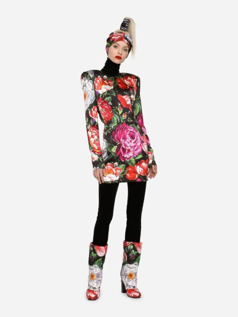 Dolce & Gabbana Short satin dress with floral print