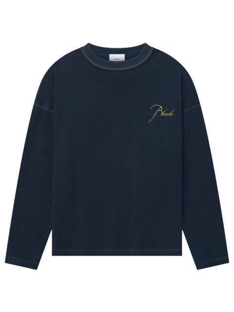 Rhude Classique Reverse Long-Sleeve Tee "Navy" RHFW25TT10012 NAVY
