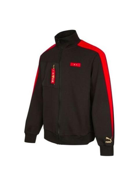 PUMA PUMA Logo Stripe Colorblock Loose Casual Jacket Black 536579-01