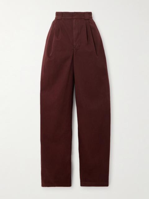 Lemaire Pleated Washed Cotton-sateen Wide-leg Pants