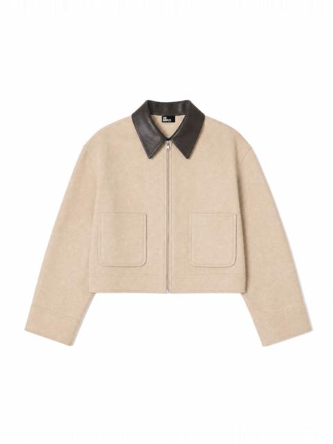 The Kooples REVERSIBLE WOOL JACKET WITH A BEIGE LEATHER COLLAR