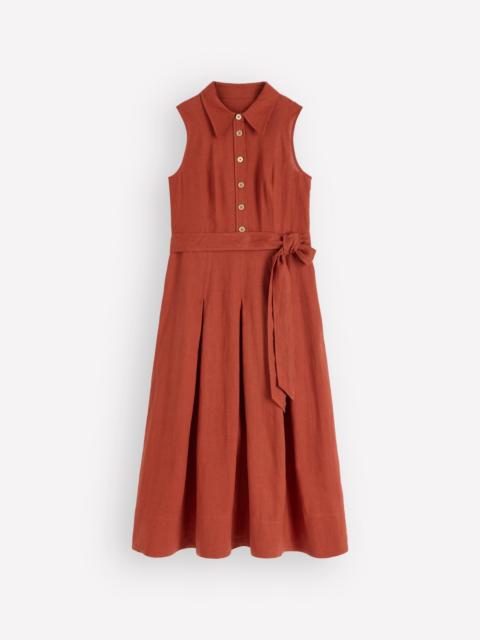 BODEN Belinda Linen Shirt Dress-Burnt Orange