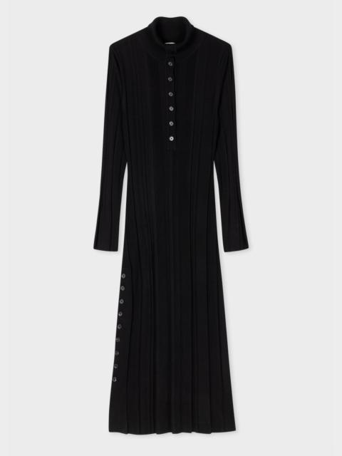 Paul Smith Black Wool 'Shadow Stripe' Ribbed Dress