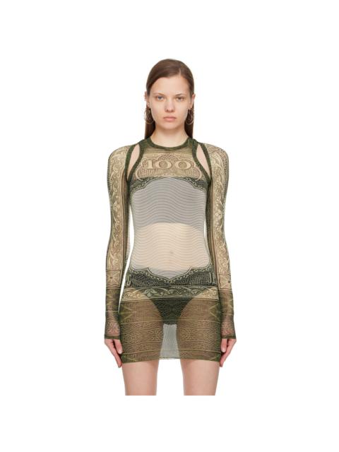 Jean Paul Gaultier Green & Off-White 'The Cartouche' Cardigan