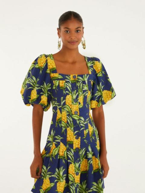 Navy Blue Delicate Pineapple Lenzing™ Ecovero™ Euroflex Mini Dress