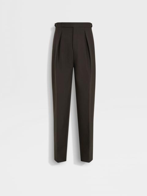 ZEGNA DARK BROWN WOOL PANTS
