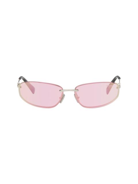 Miu Miu Pink Rimless Metal Oval Sunglasses
