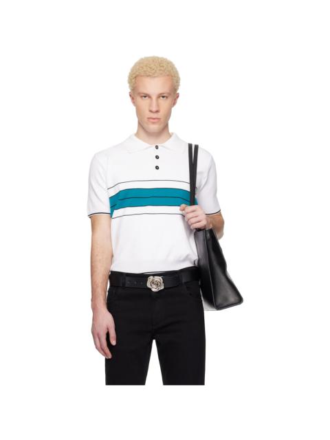 ERNEST W. BAKER White & Green Striped Polo