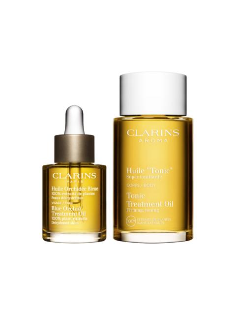 CLARINS Aroma Oil Duo - Blue Orchid Face Oil & Tonic Body Treatment Oil