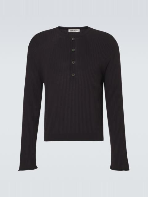 Our Legacy Fine Henley ribbed-knit cotton sweater