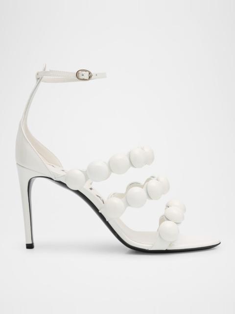 Alaïa Patent Bubble Ankle-Strap Sandals