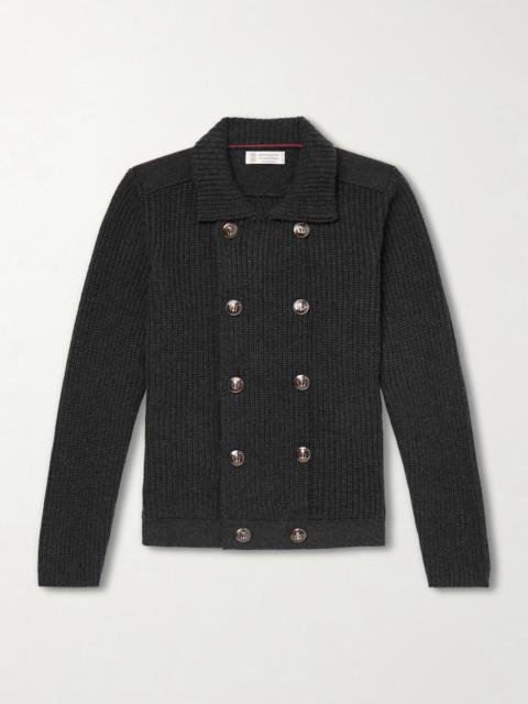 Brunello Cucinelli Double-Breasted Ribbed Cashmere Cardigan