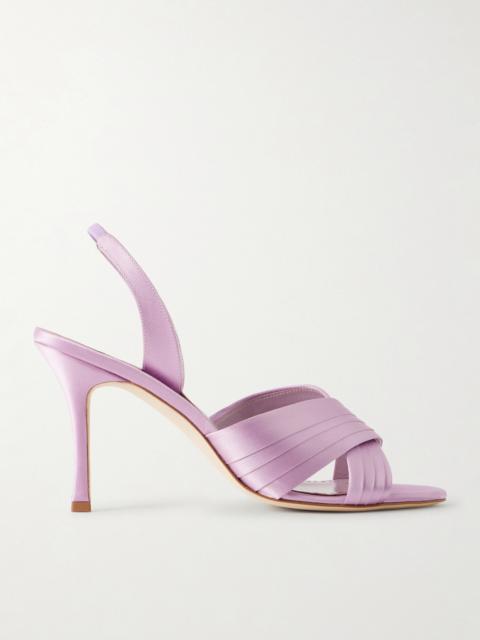 Manolo Blahnik Viera 90 Satin Slingback Sandals