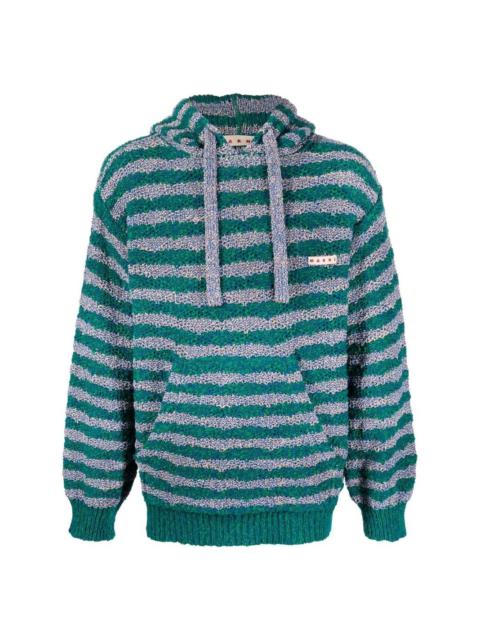 stripe-knit drawstring hoodie
