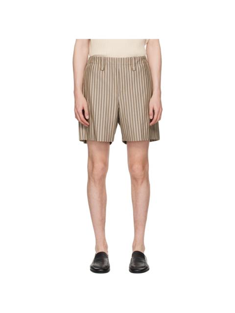 ISSEY MIYAKE Beige & Red Stripe Jersey Shorts