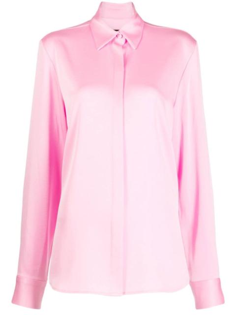 ALEX PERRY satin-finish button-down shirt