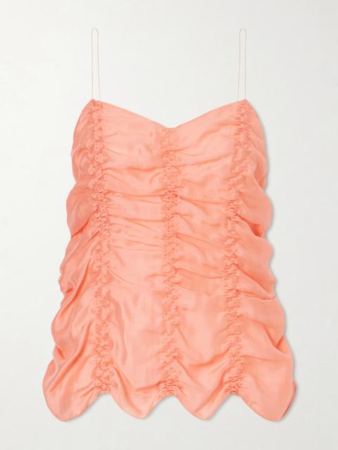 KHAITE Inara Draped Silk-blend Top