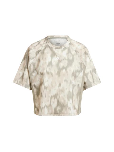 adidas adidas Women's Train Essentials Allover Print Flower Tie-Dye T-Shirt Silver Pebble