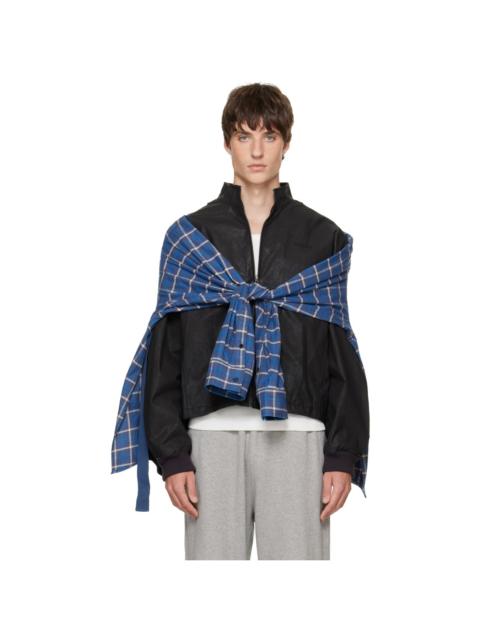 We11done Black Coated Layered Harrington Jacket
