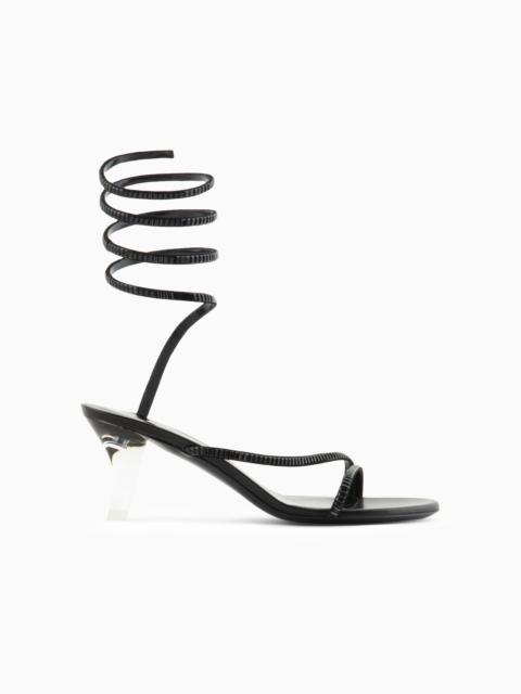 GIORGIO ARMANI Satin and rhinestone heeled sandals