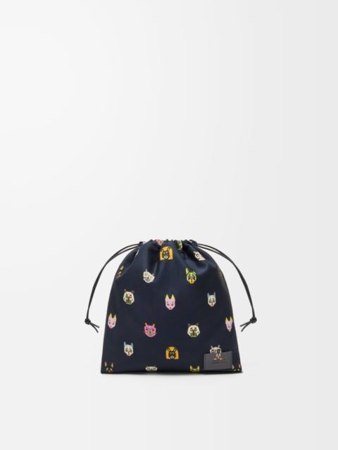 Loewe Cats small drawstring pouch in canvas