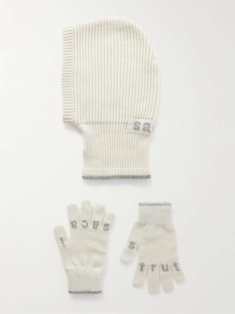 sacai Ribbed Intarsia Wool Balaclava and Gloves Set