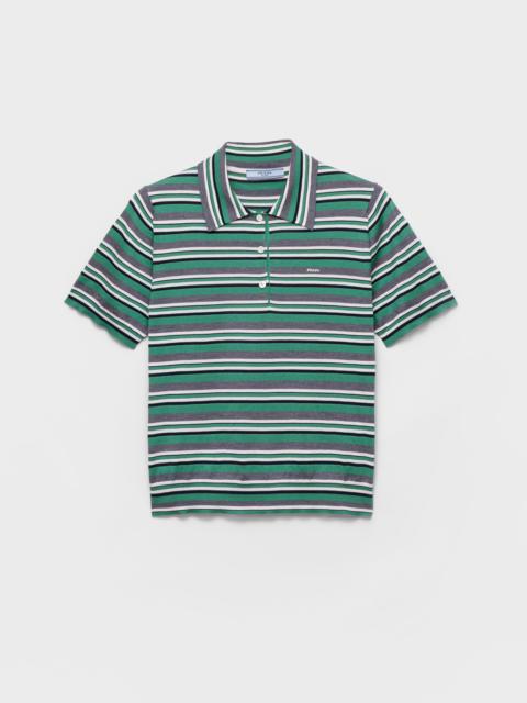 Prada Short-sleeved striped cotton polo shirt