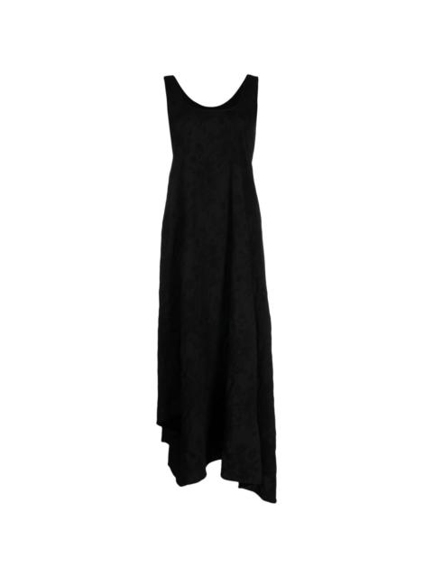 asymmetric scoop-neck midi dress