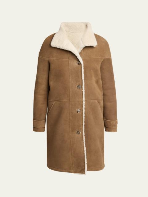 Paneled Shearling Coat