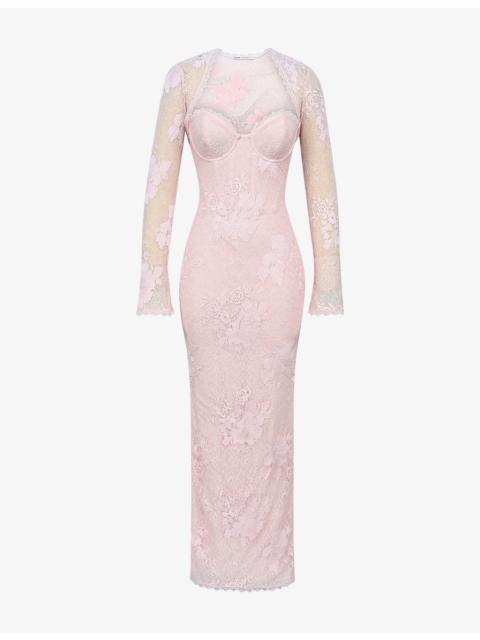 House of CB Lucienne Floral Stretch-Lace Maxi Dress