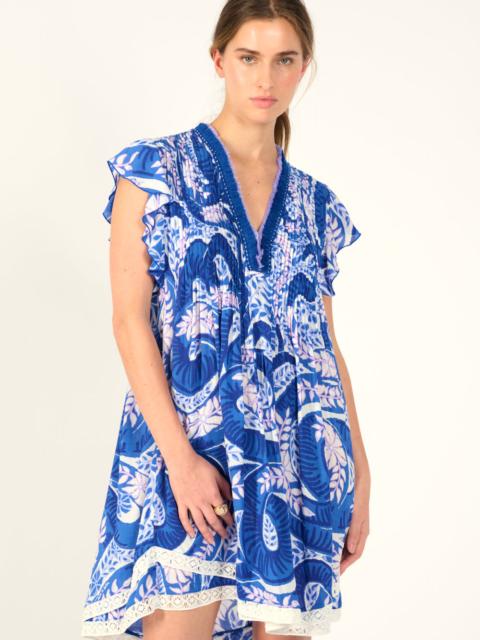 Poupette St Barth Mini Dress Sasha - Blue Holy Snake