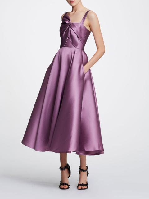 Marchesa SLEEVELESS MIKADO TEA-LENGTH MIDI GOWN