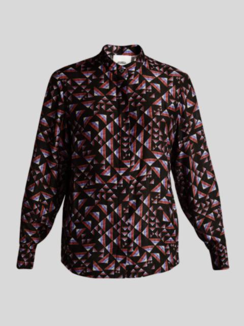 Isabel Marant Ilda Abstract-Print Band-Collar Button-Down Shirt