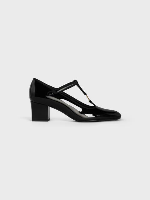 CELINE Celine Babies T-Bar Pump in Patent Calfskin and Grosgrain