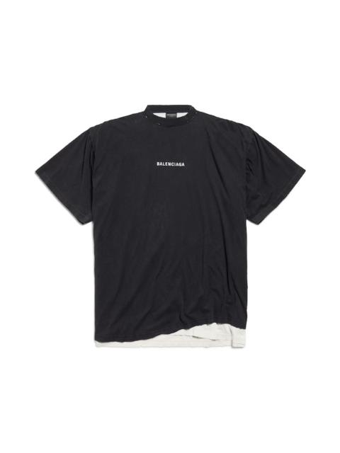 BALENCIAGA Men's Balenciaga Back Double T-shirt in Black Faded