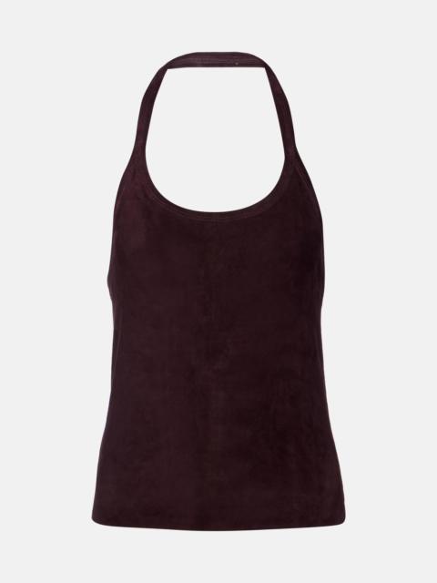 STOULS Cherry halterneck suede top