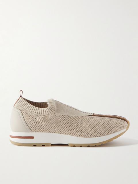 Loro Piana 360 Lp Flexy Walk Leather-Trimmed Linen and Silk-Blend Slip-On Sneakers Beige