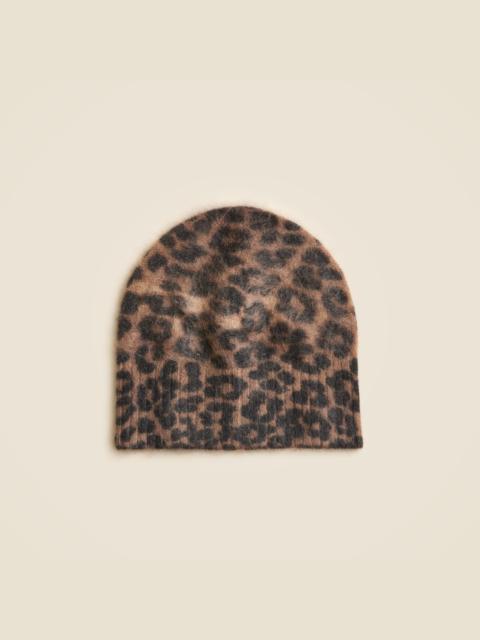 J.CREW Brushed cashmere beanie in leopard print
